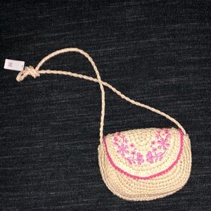 Kids Straw Floral Crossbody Bag